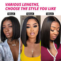 Peluca frontal de encaje sin pegamento 2*6 Kim Closure 13X4 de cabello virgen Remy vietnamita con gorra elástica, estilo bob personalizable para mujer