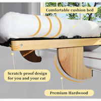 Perchoir de fenêtre pour chat Hamac de fenêtre pour chat Seuil de fenêtre réglable Perchoir pour chat avec bois dur et coussin moelleux