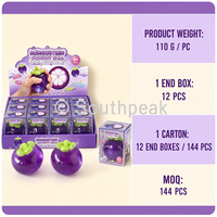 Southpeak Toy Vaseline Mangosteen Squishy Ball Glossy Purple Fruit Shape Soft Sensory Fidget Toy Green Leaf Cap Wholesale WS