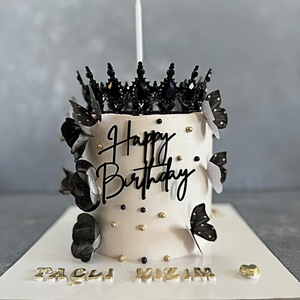 Adornos <span class=keywords><strong>de</strong></span> Papel <span class=keywords><strong>para</strong></span> Pastel con Diseño <span class=keywords><strong>de</strong></span> Mariposas y Puntos Negros, Modernos, Ecológicos, Reutilizables, <span class=keywords><strong>para</strong></span> <span class=keywords><strong>Cumpleaños</strong></span> y San Valentín - Product Image 1