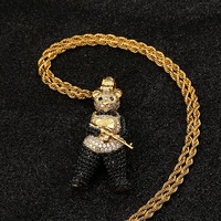 Collier unisexe tendance avec pendentif panda audacieux en cuivre micro-pavé de zircon de haute qualité, style hip-hop, chaîne bambou, cadeau idéal