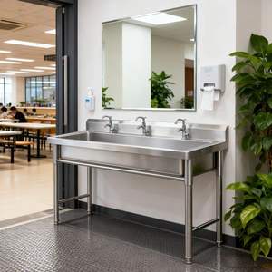 Lavello Quadrato in Acciaio Inox 201/304 con Finitura Spazzolata Opaca, Resistente alla Corrosione, per Cucine Commerciali - Product Image 4