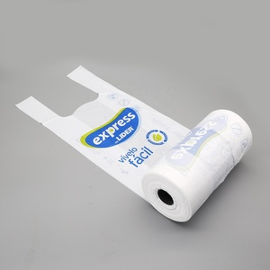 Sacs T-shirt en PEHD personnalisés avec logo imprimé sur rouleau avec mandrin en papier – Vente en gros usine – Sacs <span class=keywords><strong>de</strong></span> courses en plastique perforés robustes - Product Image 3