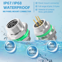Conector Hembra DIN IP67 Anticorrosión de 4 Pines con Sensor Chapado en Oro y Fijación Frontal para PCB, Modelo Westsam M8 Power
