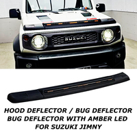 Déflecteur de capot tout-terrain noir avec LED séquentielles ambre, protection anti-insectes et anti-éclats de pierre pour Suzuki Jimny