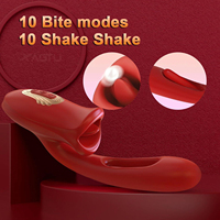 Vibrateur féminin en silicone étanche rechargeable par USB avec bouche réaliste et langue vibrante, 20 fréquences