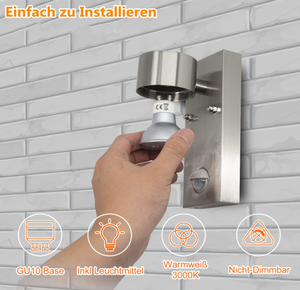 קיר הוביל אור נירוסטה ip44 צילינדר למעלה ולמטה חשמלי עם חיישן תנועה - Product Image 4