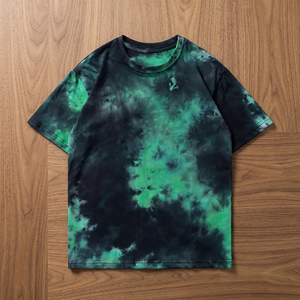 Men's <b>Tie</b>-Dye Short Sleeve T-Shirt O-Neck Regular Fit Casual <b>Knitted</b> Patterned Design - Product Image 2