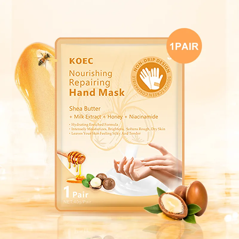 Koec mật ong & Shea bơ tay mặt nạ bán buôn giữ ẩm tay mặt nạ găng tay sửa chữa tay lột mặt nạ cho da khô & thô