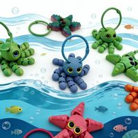 MEILLEURE VENTE Tendance Porte-clés mignon imprimé en 3D sur le thème des animaux, Fidget Clicker anti-stress, Jouet de décompression personnalisé avec bouton de décompression