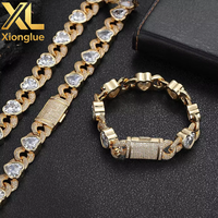 Collier cubain personnalisé style hip-hop avec zircon en forme de cœur et de 8 de 12 mm, accessoire pour homme, plaqué or 18 carats, en cuivre, cadeau