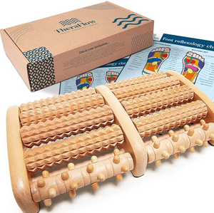 El mejor rodillo de masaje para pies, rodillo de masaje para pies de madera maciza para acupuntura - Product Image 1