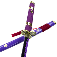 Katana Real de One Piece de 103 cm Estilo Japonés Réplica de Arma Espada Púrpura de Roronoa Zoro