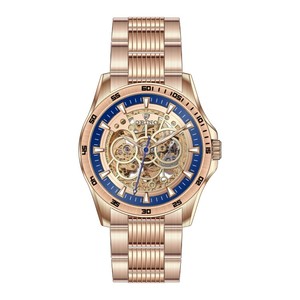Orologio da <span class=keywords><strong>Uomo</strong></span> Meccanico Automatico Scheletrato Personalizzato con Motivo Traforato, Cassa in Acciaio Inossidabile Luminosa e <span class=keywords><strong>Cinturino</strong></span> in Vera <span class=keywords><strong>Pelle</strong></span> - Product Image 2