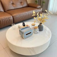 Meubles de salon de style moderne italien, table basse ronde en marbre blanc, table à thé en pierre de luxe