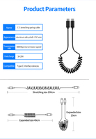 Venta al por mayor USB Tipo C Cable para coche Retráctil Sincronización DE DATOS USB Tipo C Espiral Cable de extensión USB Tipo C Carga DE DATOS Cable en espiral
