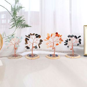 Venta al por Mayor de Árboles de la Suerte con Piedras Curativas Naturales, Rodajas de Ágata, Base de Cristal para Decoración del Hogar - Product Image 5