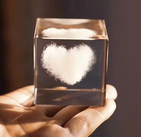 Cube de cristal 3D créatif, artisanat en cristal naturel, ornements en forme de nuage cubique pour souvenir, cadeau délicat
