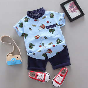 Conjunto de 2 Piezas para Niños Pequeños, Camiseta de Manga Corta con Pantalones Cortos, Traje Formal para Bebé, Ropa Casual para Niños para Bodas y Fiestas - Product Image 2
