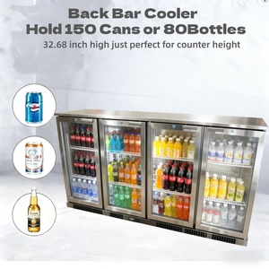 NE-400C-P four door stainless steel shelf digital display countertop back <b>bar</b> cooler refrigeration <b>bar</b> cabinet - Product Image 3