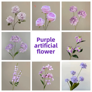 Colección de Flores Artificiales Moradas, Surtido de Rosas, Hortensias y Lirios para Decoración de Bodas y Exteriores - Product Image 2