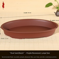 Pot de fleurs ovale peu profond en résine de grand calibre pour plantes succulentes, conteneur hydroponique non perforé pour jardin domestique et extérieur
