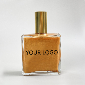 Huile corporelle scintillante en cylindre de 100 ml, marque privée MLM, avec capuchon doré, illuminateur liquide, absorption rapide, à base d'eau. - Product Image 3