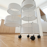 Chariot utilitaire multifonctionnel à roulettes avec paniers rotatifs, unité d'étagère mobile en métal pour collations, fournitures de bureau et travaux manuels