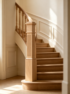 Poteau d'escalier carré cannelé en bois massif, balustre de main courante, fournisseur en gros, fabricant sur mesure, capacité de charge élevée - Product Image 1