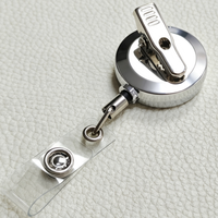 Porte-badge rétractable personnalisé avec grand logo, entièrement en métal, avec clip crocodile, pour bureau, hôpital, école