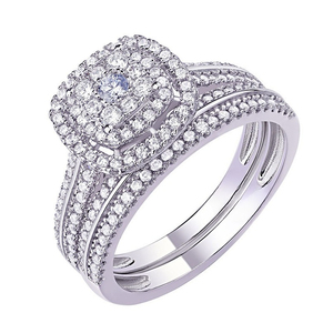Ensemble de bagues de luxe pour couple, pour femmes, scintillantes, élégantes, bijoux de mariage tendance - Product Image 1