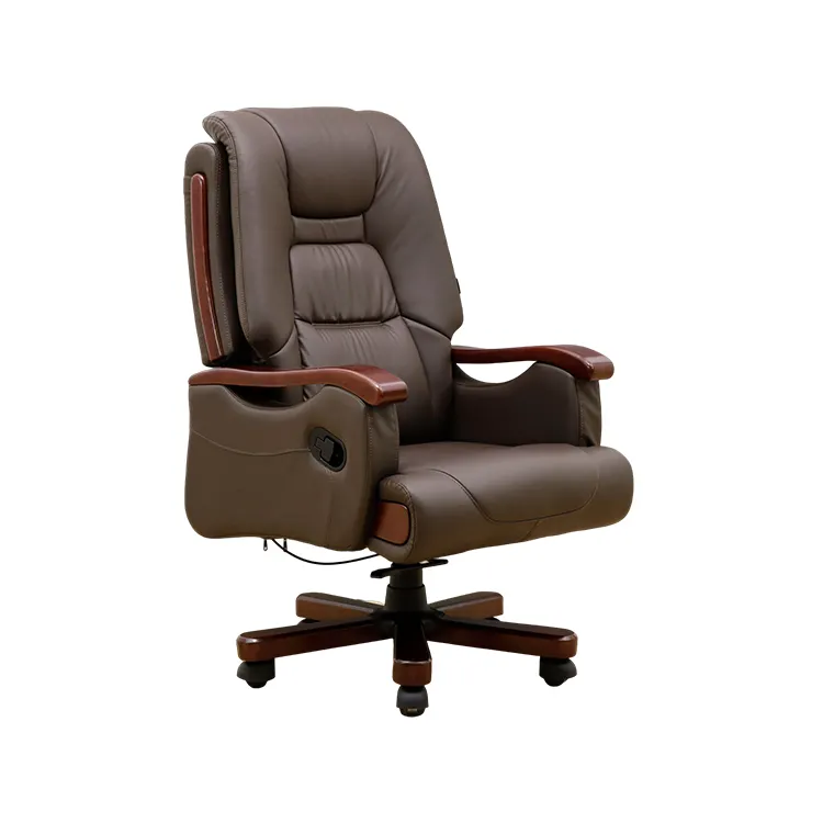 Cadeira de escritório, cadeira de couro genuíno marrom colorida boss executivo ergonômico trabalho em computador moderno