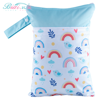 Tas Popok Reusable Polyester 25*35CM, Desain Cetak Fashion, Tahan Air, Anti Bocor, Dua Kantong, Dua Resleting, Model Tas Jinjing