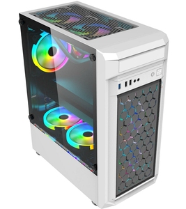高品质游戏电脑外壳白色高端桌面中央处理器电脑机箱 - Product Image 1