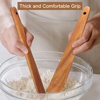 Spatule de cuisine rectangulaire en bois de caoutchouc durable sans BPA, cuillère à cuisiner, racloir, olive