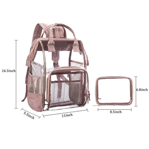 大型透明背包透明PVC多口袋学校背包户外背包适合安全旅行背包书包