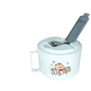 ชามบะหมี่กึ่งสำเร็จรูปพร้อมฝาปิด สแตนเลสเกรดอาหาร ดีไซน์การ์ตูนทรงกลมแบบมีที่ระบายน้ำ สำหรับนักเรียนหอพัก อาหารโรงอาหาร แคมป์ปิ้ง - Product Image 2