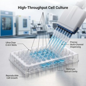 Microplaca de 96 Pocillos de 0.4mL, Estéril, de Fondo Plano, de Alta Capacidad de Unión, Desechable, de Plástico, para Experimentos <span class=keywords><strong>ELISA</strong></span> y Diagnóstico de Laboratorio - Product Image 3