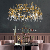 Lustre en cristal de luxe LED K9 moderne, lumière circulaire pour table à manger, lustre ovale en cristal goutte de pluie