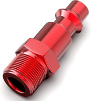 MAXIWORLD 1/4-Inch NPT Male Hitam Merah Aluminium Fitting Kompresor Udara Industri Plug Pneumatik 0-300psi