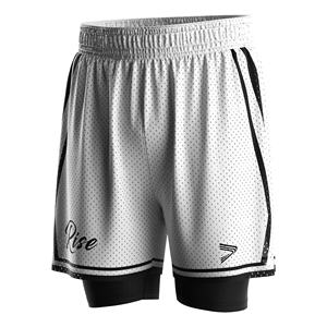 Celana Pendek Basket Profesional Anti Keringat Penyangga Otot Pria Celana Pendek <span class=keywords><strong>2</strong></span> in 1 Berlapis Ganda dengan Tali Serut untuk Kompetisi & Latihan - Product Image 1