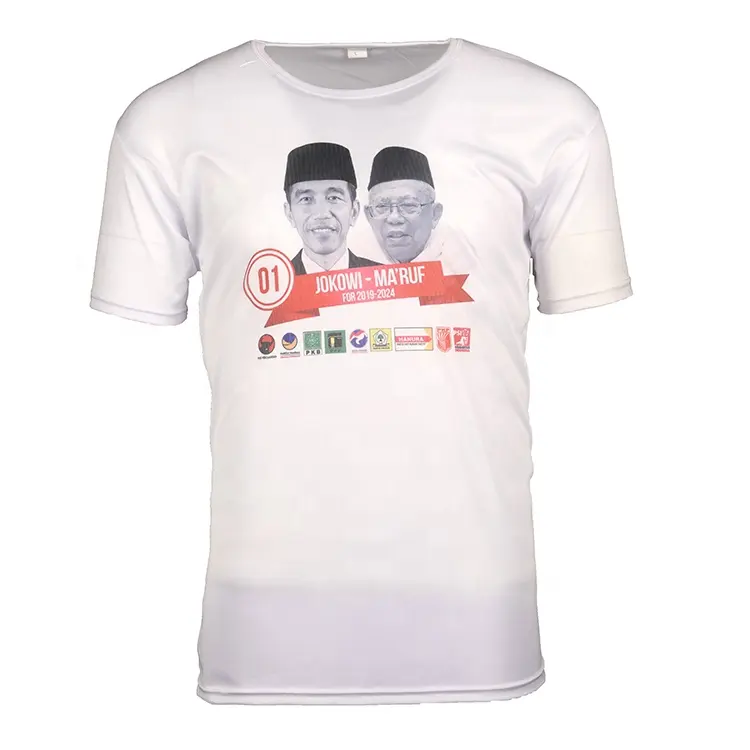 Promotionele T-shirts Met Logo Polyester Custom Afdrukken 120 Gsm Wit T-shirt Voor Verkiezing Campagne Oem Afdrukken Tshirt