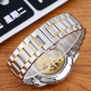 Reloj mecánico esqueleto de lujo para hombre, reloj de pulsera de acero inoxidable con esfera hueca de movimiento automático - Product Image 6