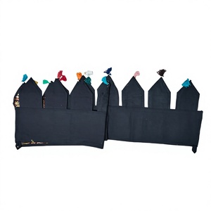 Toran brodé fait main en patchwork, avec pompons, pour décoration murale, porte ou fenêtre, idéal pour femme, cadeau pour elle. - Product Image 2