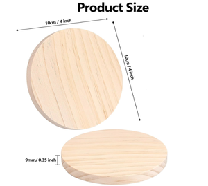 Tranches de bois naturel non finies pour l'artisanat, sous-verres ronds pour la décoration de mariage - Product Image 1
