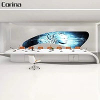 Mobilier de bureau personnalisé de luxe Table de réunion en granit artificiel Dessus de table pour espaces de travail