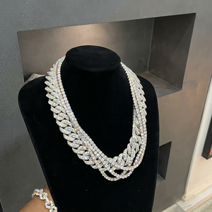 Collar de Diamantes de Laboratorio con Corte Baguette Multihilo, Oro Blanco Sólido, Joyería de Boda de Lujo, Amuleto Hip Hop para Mujer - Product Image 1