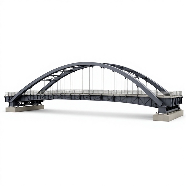 Prefabricated Heavy Steel Structure Arch Bridge with Welding Bending Cutting Services Q345/Q235 Grade 1% Tolerance