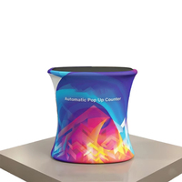Stand promotionnel pliable portable, bureau de consultation circulaire pour exposition, table publicitaire mobile ovale