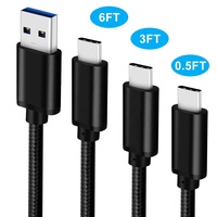 Câble USB Type C en Nylon tressé en métal de qualité d'usine, câble de charge Type C 2M 6,6 pieds données 5Gbps pour Samsung Xiaomi OnePlus